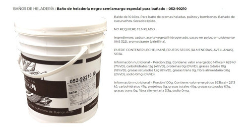 Baño Para Heladería Semi Amargo X 10kg Colonial - Mataderos 0
