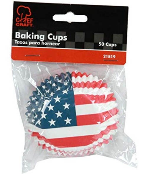 Chef Craft 50 Count Cupcake Liners Bandera Estadounidense 1