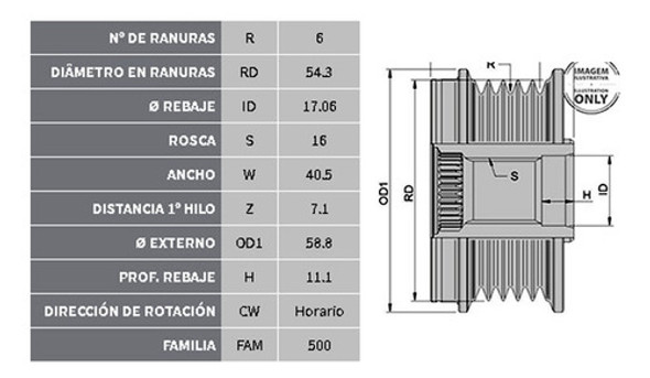 Polea Alternador Citroen Peugeot 2.0 Libre 6pk 17mm 1 Polea Alternador Citroen Peugeot 2.0 Libre 6pk 17mm 1