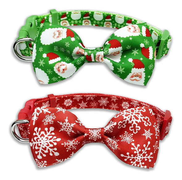 Collar De Navidad Para Perros Con Pajarita, Paquete De 2 Fie 0