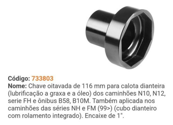 Dado Llave 116mm Octogonal De 1  Rueda Del Volvo Fh,b10m,b58 1