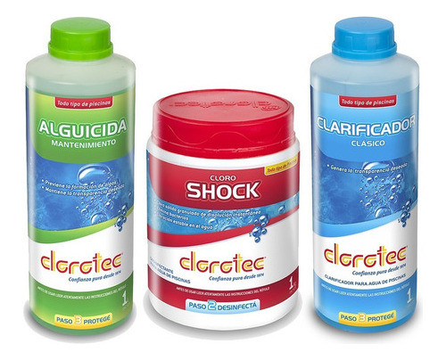Clarificador + Alguicida Mantenimiento + Cloro 1 K Clorotec 0