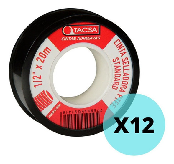 Cinta Ptfe Teflon Selladora Roscas 1/2'' X 20m Tacsa X12 Uni 1