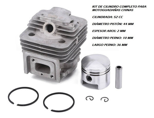 Cilindro Pistón Aros Desmalezadora Motoguadaña 52 Cc 44 Mm 1
