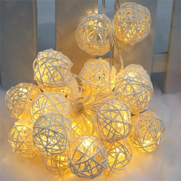 Guirnalda 20 Ratán Luces Guía Led Bolas Blancas A Enchufe 1