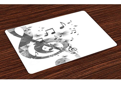 Lunarable Music Place Mats Set De 4 Musica Con Gclef Key Sy 0