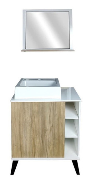 Mueble De Baño Bacha Y Espejo Con Pileta Armado Incluido 0