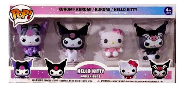 Muñecos Hello Kitty Y Kuromi Caja Regalo 4 Personajes 0