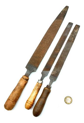 Limas Antiguas Media Caña Acero Importado - Herramienta 0