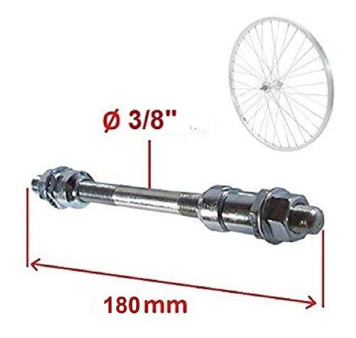 Eje De Maza Trasera 3/8  Con Conos Tuercas Y Separador 1