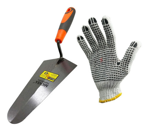 Cuchara Albañil Albañilería Revoque Pared Mango + Guantes 0 Cuchara Albañil Albañilería Revoque Pared Mango + Guantes 0