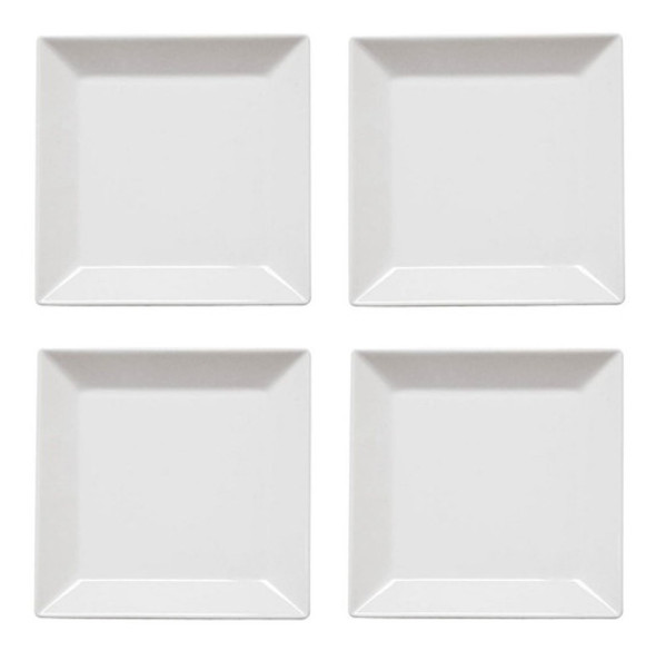 Plato Cuadrado X4 Postre Porcelana Blanca Oxford 20cm Bz3 0 Plato Cuadrado X4 Postre Porcelana Blanca Oxford 20cm Bz3 0