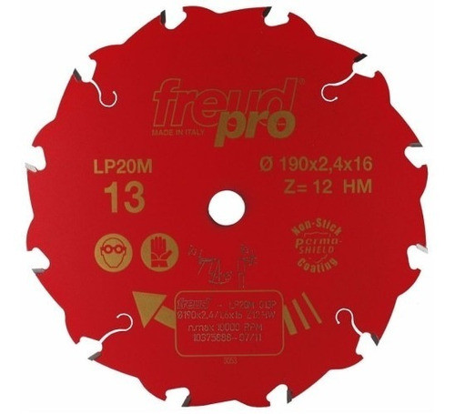 Sierra Freud Madera Maciza Ø190x2.4x16mm 12z (lp20m013p) 0