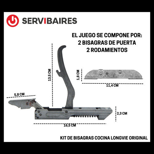 Kit Bisagras Soporte Puerta Horno Cocina Longvie He260x-fs 1