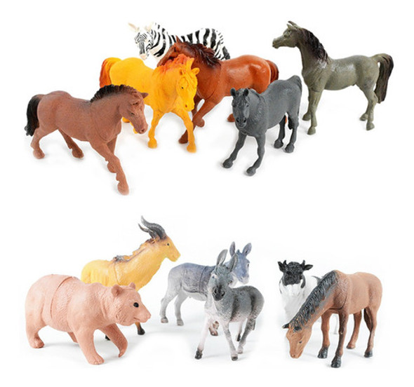 Granja Set De Animales Caballos Grande X 12 Piezas Calidad 0