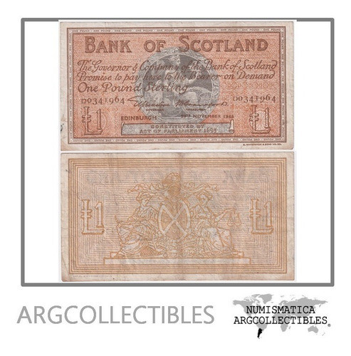 Escocia Billete 1 Pound 1945 P-96 Vf- 0