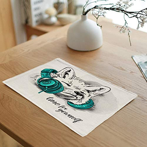 Rouihot Juego De 8 Manteles Individuales Cool Fox In Green A 1