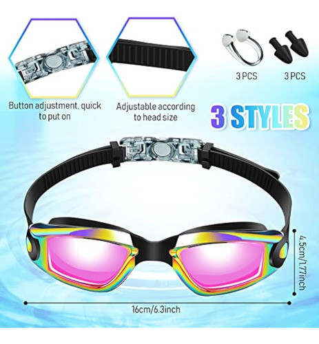 Flutesan Paquete De 3 Gafas De Natación Anti 1