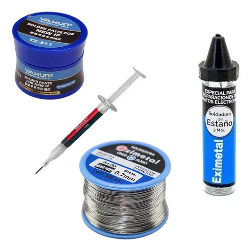 Kit Soldadura Estaño 0.7mm 100gr 60/40 Pasta Soldar Nº15 0