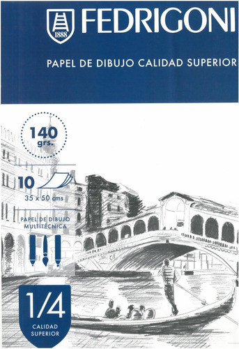 Block De Dibujo Fedrigoni 1/4 W Con 10 Hojas 140 Gr D Grosor 0