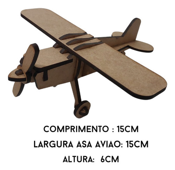 Kit 10 Mini Avião De Mdf Monomotor Festa Aniversario 1