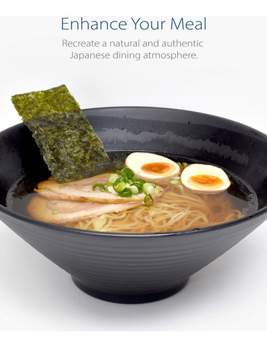 Set De Bowls De Sopa Ramen Udon Soba Pho (4 Sets, Negro) 1