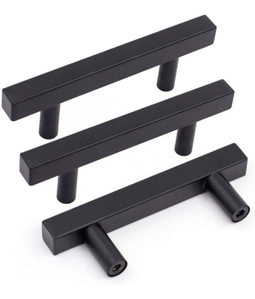 Tirador De Metal Negro Cuadrado De 100 Mm Pack 8 0