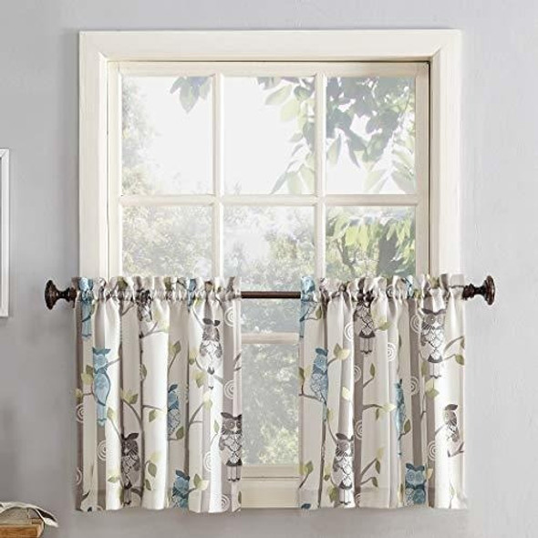 No 918 Hoot Par De Cortinas De Cocina Diseño De Búho 1