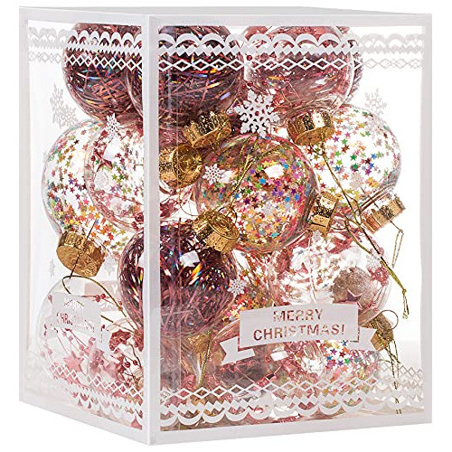 Adornos Árbol Navidad Bolas Transparente Oro Rosa 20uni 0