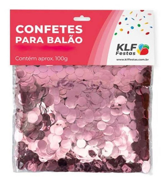 Confete Para Balão Holográfico 1cm Rosa Rose 100g Festa 0