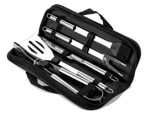 Set Parrillero 5 Piezas En Acero Inoxidable + Estuche 0