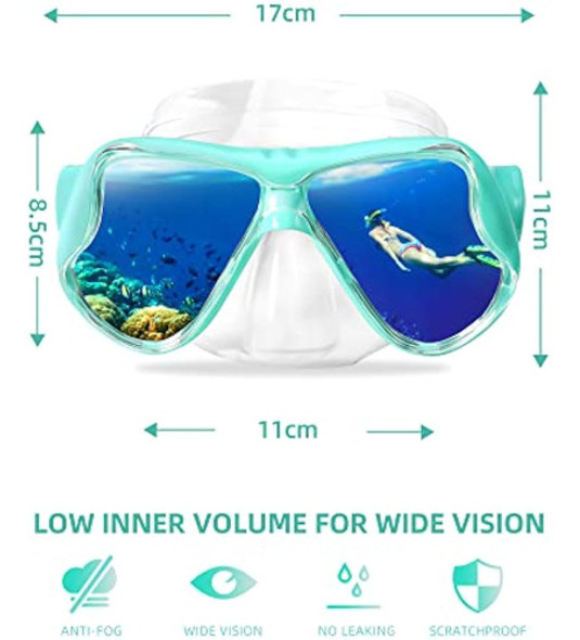 Keary Swimming Goggles Snorkel Diving Mask For 1 Keary Swimming Goggles Snorkel Diving Mask For 1