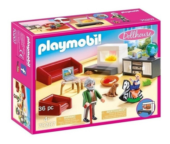 Playmobil  Sala De Star Abuelo Niño Y Perro Dollhause 0