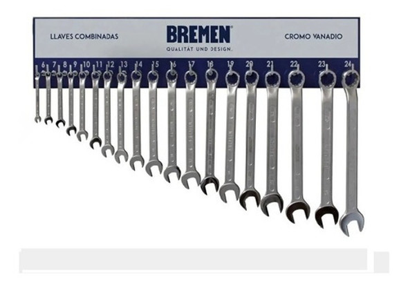Juego Set Llaves Combinadas 19 Pz 6-24 Mas Exhibidor Bremen 0