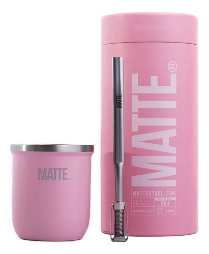 Mate Pink 100% Acero Inoxidable + Bombilla + Creative Pack 0
