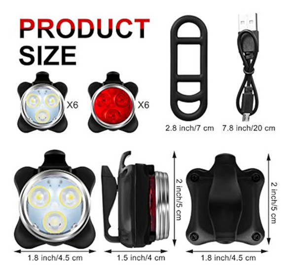 Juego De 12 Luces De Bicicleta Recargables Por 1