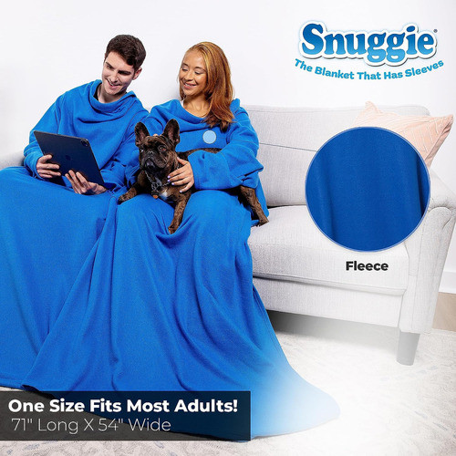 Manta Wearable Suave Y Cálida De Fleece Azul Para Adultos 1