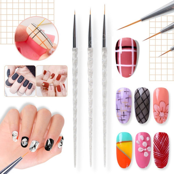 Set X3 Pinceles Glitter Liner Decoración De Uñas Nail Art 0