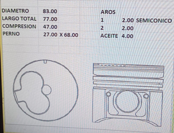Pistones 1c Std (4mm) (83mm) Tik Toyota Corolla 1988-1992 1