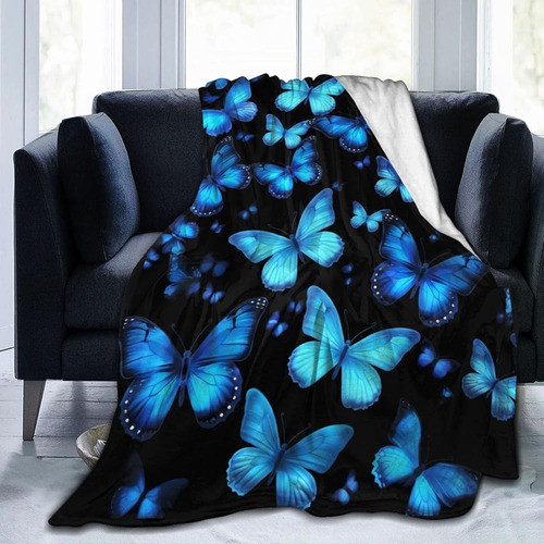 Manta De Mariposa Hermosas Mariposas Azules Manta De Estampa 0
