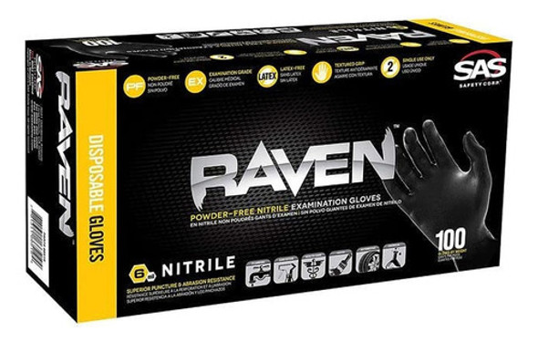 Sas Safety 66518 Guantes Desechables De Nitrilo Negro Sin Po 0