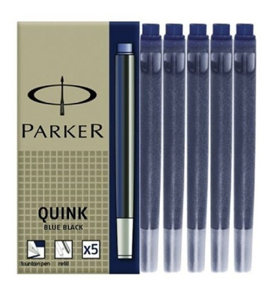 Repuesto Cartucho Bolígrafo Parker Quink Tinta Negra X5 0