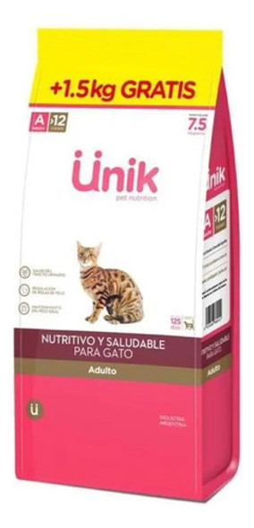 Alimento Super Premium Unik Gato Adulto 7.5 + 1kg De Regalo 0 Alimento Super Premium Unik Gato Adulto 7.5 + 1kg De Regalo 0