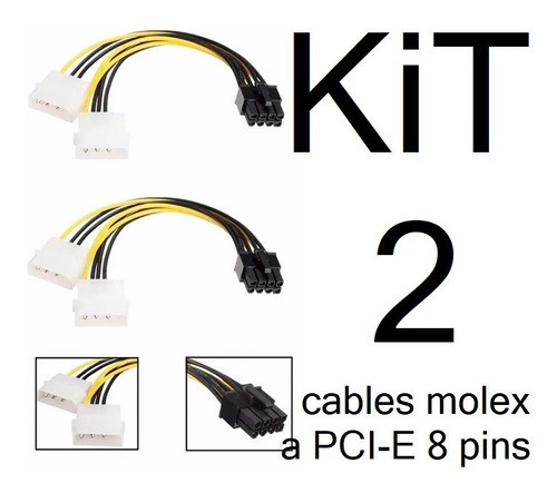 Adaptadores Molex A Pci-e 8 Pin P/ Tarjeta Video Pc 2 Cables 1