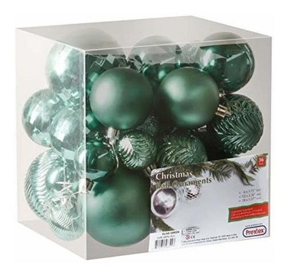 Bolas Para Arbol De Navidad X36u.- 4/6/8cm- Pavo Real 1