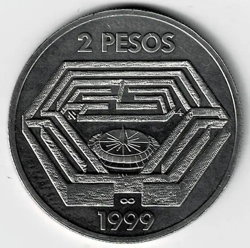 Argentina 2 Pesos 1999 Jorge Luis Borges - Conmemorativa 0