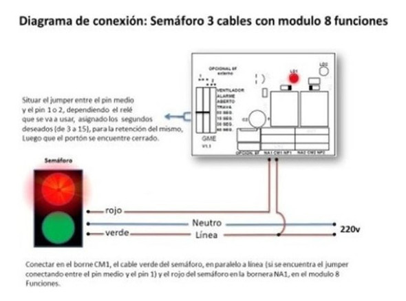 Semaforo Garage Led Timer Sonido Motor Porton 4 Cables Seg 1