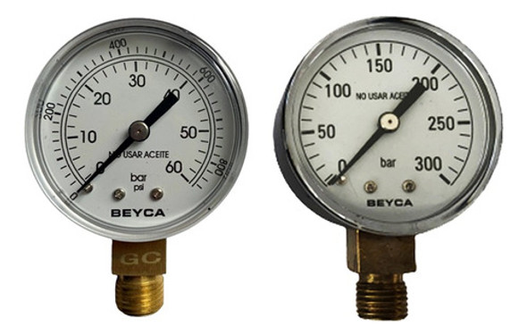 Manómetros Para Regulador Nitrogeno Alta Liga  0-300 / 0-60 0