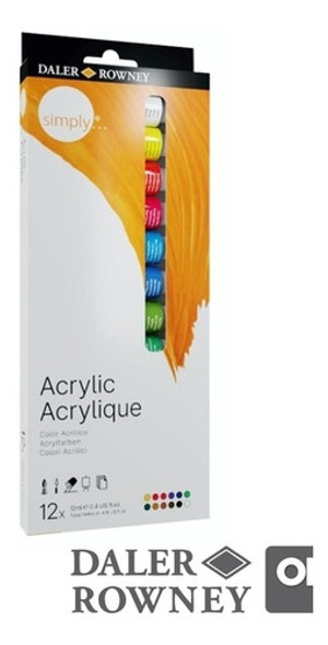 Acrílicos Daler Rowney Simply X 12 Colores Pomos 12ml 0