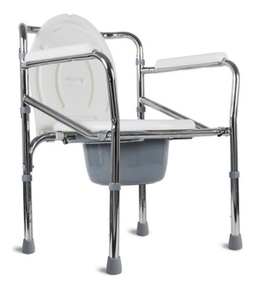 Silla Baño Inodoro Portatil Plegable Cromado Con Bacinilla 0